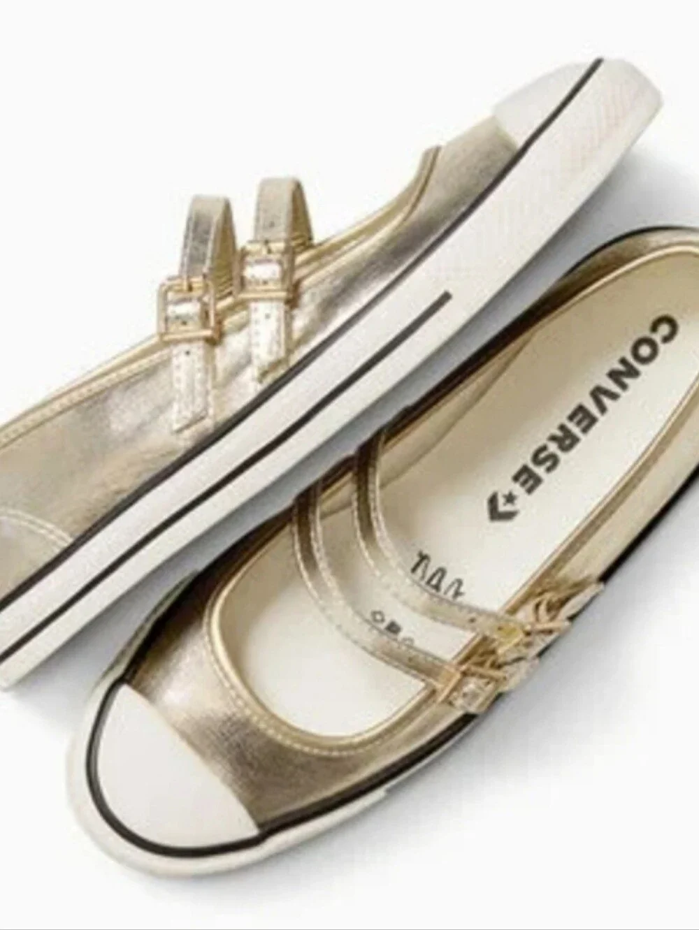 Converse  ALL STAR CHUCK TAYLOR Metallic Gold Mary Jane Sneakers - Picture 2 of 16